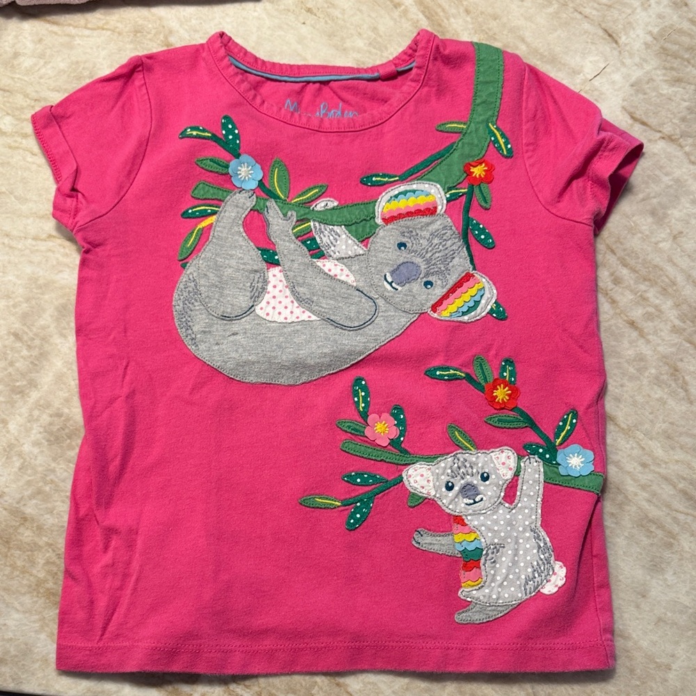 Mini Boden Pink Koala Short Sleeve Tee